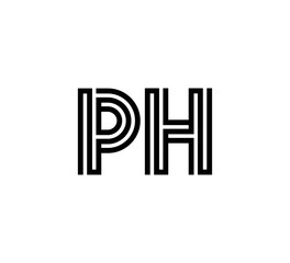 Initial two letter black line shape logo vector PH