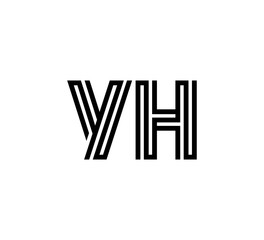 Initial two letter black line shape logo vector YH