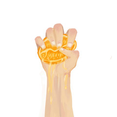 hand with orange