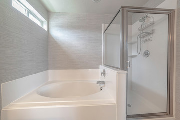 Contemporary bathroom and shower home interior in white