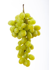 Ripe Green Grapes on White