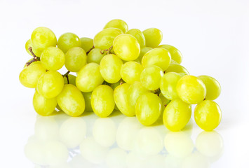 Ripe Green Grapes on White Table