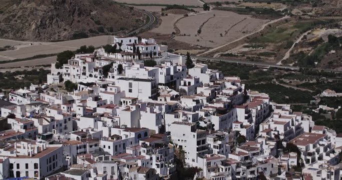 Locked down shot of the town of Mojacar in Andalusia, Spain by summer.