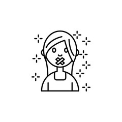 Freedom of speech woman no talking icon. Element of no government organisation i