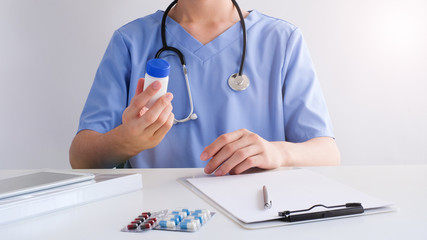 doctor prescribe medicine for healthcare insurance and medical treatment.