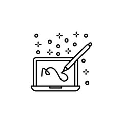 Computer laptop pen icon. Element of computer icon