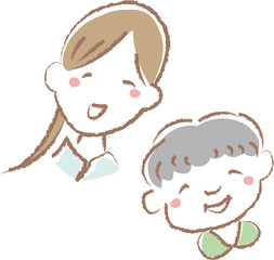 手描き風　おばあちゃん　笑顔　介護　家族