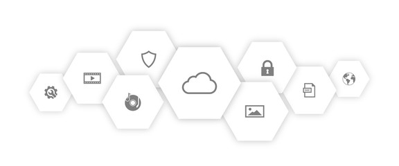 Polygons cloud files icons white
