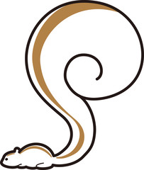 りす　シマリス　全身　シルエット　茶色　ブラウン　シンプル　キュート　イラスト