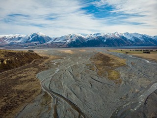 Scenic aerial view of Mount Somers, New Zealand