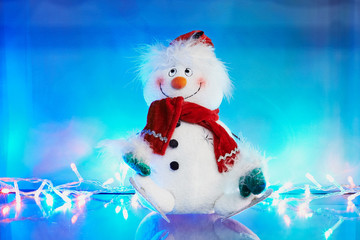 New year. Snowman, Christmas background.