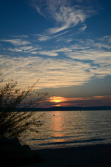 Fototapeta na wymiar Sunset Sea Dune Beach Clouds Silhouette picture