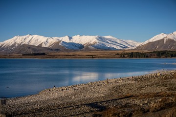Naklejka premium Scenic view of Lake Tekapo, South Island, New Zealand