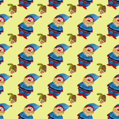 seamless pattern theme new year Santa and bump on Christmas tree