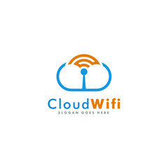 Cloud Wifi logo designs, wireless icon vector