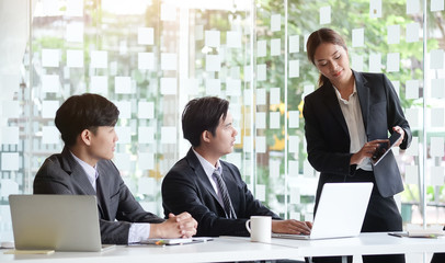 Business working in office with documents and laptop people Consulting and business planning.