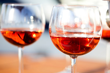 glasses of wine on the yacht