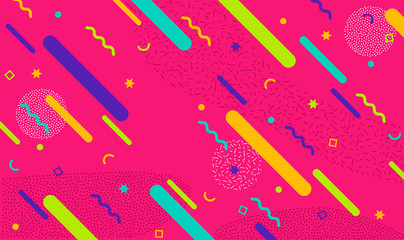 Mega set of memphis design elements, template for your project. Big colorful vector collection