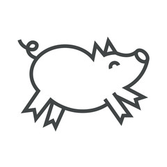 Line icon pig in jump