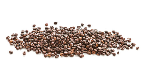 Fototapeta premium Heap of coffee beans on white background