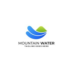 Natural mountain Water Template Design Vector.