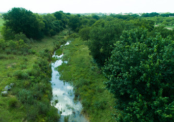 Fototapeta na wymiar Texas Creek Aerial-Hill Country Creek