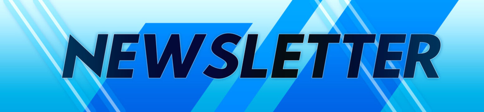 Newsletter - clear black text typography isolated on blue background