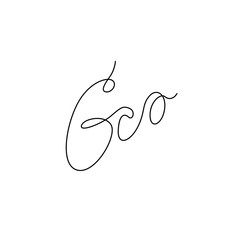 Eco emblem or logo design, continuous line drawing, hand lettering, neon, banner, poster, flyers, marketing, one single line on white background, isolated vector illustration.