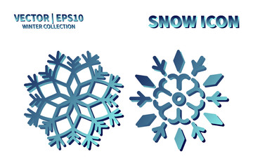 Snowflake vector icon set. Christmas and winter snow flake element collection. Isolated flat new year holiday decoration illustration template. Cold weather object design silhouette symbol