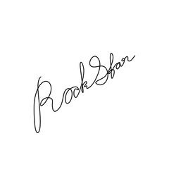 Rock star inscription, continuous line drawing, hand lettering small tattoo, print for clothes, t-shirt, emblem or logo design, one single line on a white background, isolated vector illustration.
