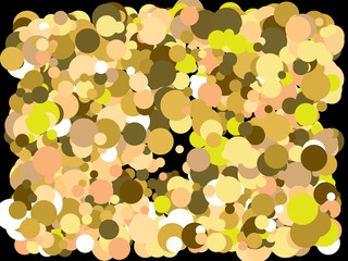 Falling confetti on black background.