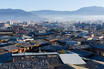 Rooftop view of Shangrila Old town Yunnan China