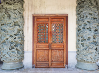 Entrance of historical Chinese building in Hong Kong