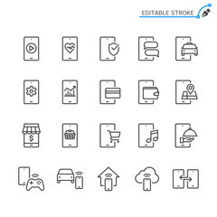 Mobile phone line icons. Editable stroke. Pixel perfect.