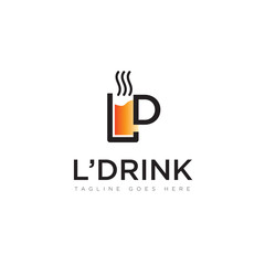 simple logo l'drink, with letter l and d to be glass vector - obrazy, fototapety, plakaty