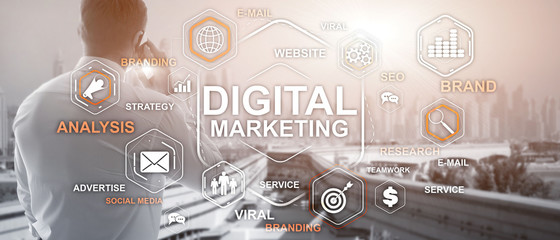 Digital Marketing. Mixed Media Business Background Wallpaper 2.0