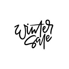Winter sale hand drawn inscription. Black lettering for discount banner.