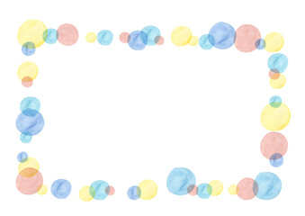 水彩で描いた水玉の四角フレーム