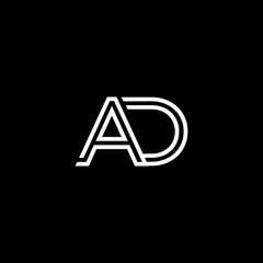 AD Monogram Initial Capital Letter Design Modern Template