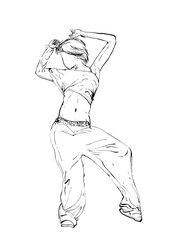 street dancer  illustration,hand drawn painting