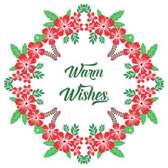 Various ornate of card warm wishes, with crowd of red wreath frame. Vector