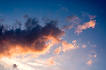 Evening sky with black clouds.