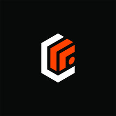 Initial letter L or C F logo template with modern geometric 3d cube design illustration