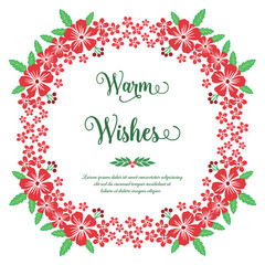 Various ornate of card warm wishes, with crowd of red wreath frame. Vector