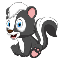 Cartoon skunk posing isolated on white background