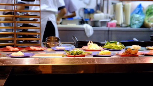 Conveyor belt sushi in japan restaurant	