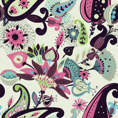 Naklejka premium Seamless floral background paisley for textiles, wallpaper