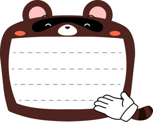 Cute black Raccoon noteboard