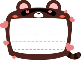 Cute black Raccoon noteboard