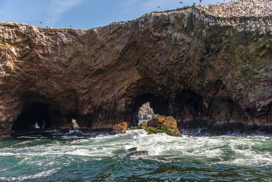 Ballestas Islands and Pacific Ocean in National Reserve Paracas (Peru)
